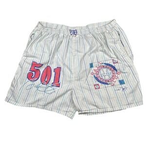 Vintage Esleep Mens 501 Baseball Club Pinstripe Boxer Shorts Blue White Size M
